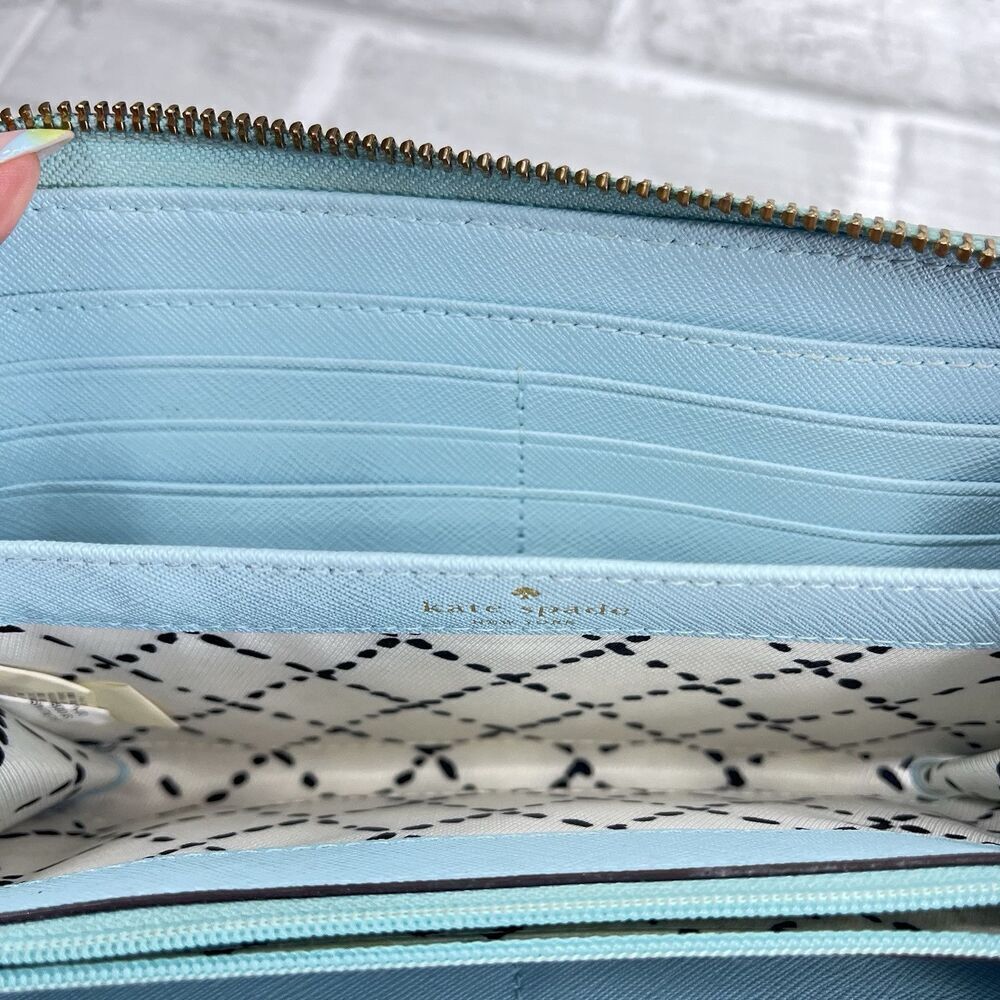 Kate Spade Laurel Way Neda Light Blue Saffiano Leather Large Wallet - Picture 12 of 15